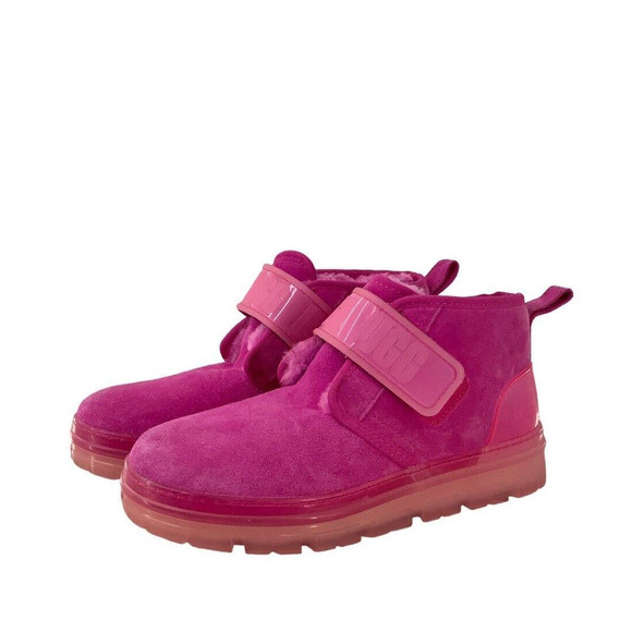 UGG Neumel Suede Chukka Boots Clear Soles Hot Pink Barbie Core Womens Size 11 - Picture 3 of 15